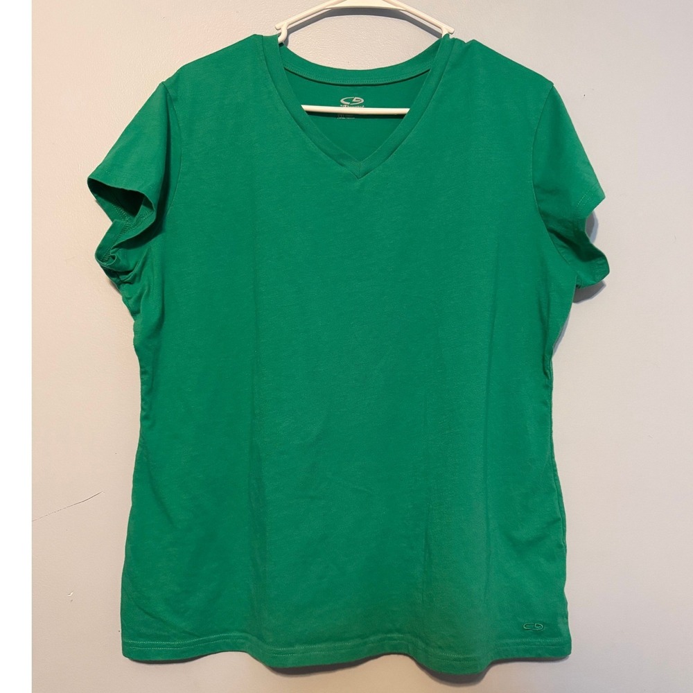 C9 by Champion Women's XXL Green V-Neck Short Sleeve Loose Fit T-Shirt 1932